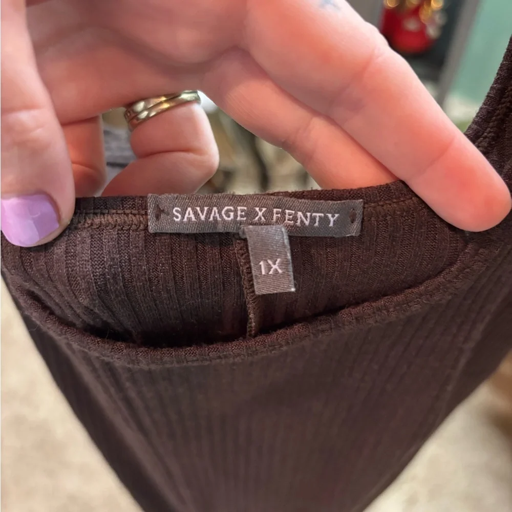 Savage X Fenty Chocolate Ribbed Romper - Picture 5 of 6